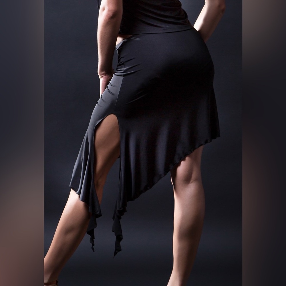 EUC Santoria Proska Slit Asymmetric Latin Salsa Dance Skirt S6080